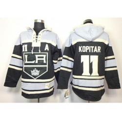 Los Angeles Kings #11 Anze Kopitar Black-White Pullover Hooded