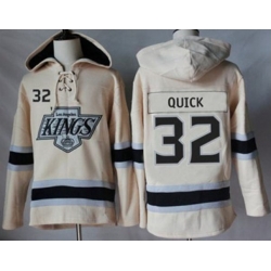 Los Angeles Kings #32 Jonathan Quick Cream Sawyer Hooded Sweatshirt Stitched NHL Jersey