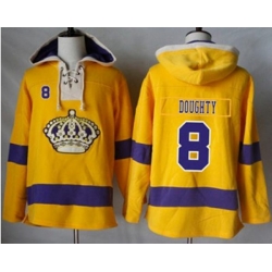 Los Angeles Kings #8 Drew Doughty Gold Sawyer Hooded Sweatshirt Stitched NHL Jersey
