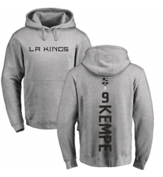 Los Angeles Kings #9 Adrian Kempe Ash Backer Pullover Hoodie