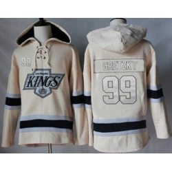 Los Angeles Kings #99 Wayne Gretzky Cream Sawyer Hooded Sweatshirt Stitched NHL Jersey