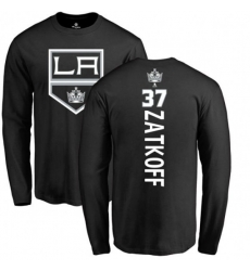 Los Angeles Kings #37 Jeff Zatkoff Black Backer Long Sleeve T-Shirt