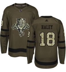 Florida Panthers #18 Micheal Haley Premier Green Salute to Service NHL Jersey