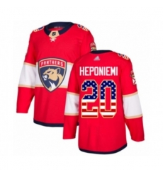 Florida Panthers #20 Aleksi Heponiemi Authentic Red USA Flag Fashion Hockey Jersey