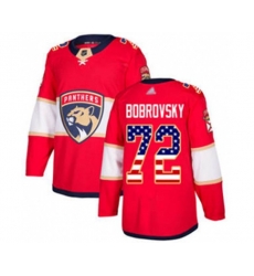 Florida Panthers #72 Sergei Bobrovsky Red Home USA Flag Stitched Hockey Jersey Florida Panthers #72 Sergei Bobrovsky Red Home USA Flag Stitched Hockey Jersey