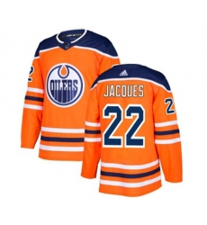 Edmonton Oilers #22 Jean-Francois Jacques Premier Orange Home NHL Jersey