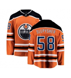 Edmonton Oilers #58 Anton Slepyshev Fanatics Branded Orange Home Breakaway NHL Jersey