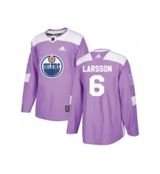 Edmonton Oilers #6 Adam Larsson Purple Authentic Fights Cancer Stitched NHL Jersey