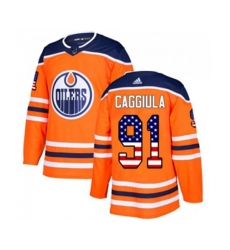 Edmonton Oilers #91 Drake Caggiula Authentic Orange USA Flag Fashion NHL Jersey