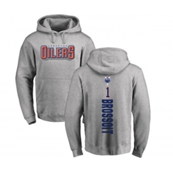 Edmonton Oilers #1 Laurent Brossoit Ash Backer Pullover Hoodie