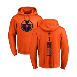 Edmonton Oilers #1 Laurent Brossoit Orange One Color Backer Pullover Hoodie