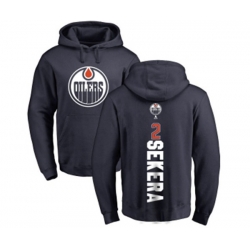 Edmonton Oilers #2 Andrej Sekera Navy Blue Backer Pullover Hoodie