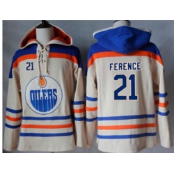 Edmonton Oilers #21 Andrew Ference Cream Sawyer Hooded Sweatshirt Stitched NHL Jersey