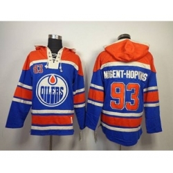 Edmonton Oilers #93 Ryan Nugent-Hopkins Blue Pullover Hooded
