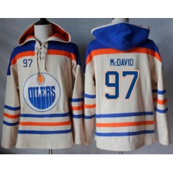 Edmonton Oilers #97 Connor McDavid Cream Sawyer Hooded Sweatshirt Stitched NHL Jersey