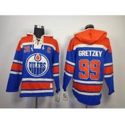 Edmonton Oilers #99 Wayne Gretzky Blue Pullover Hooded