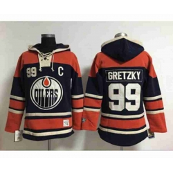 Edmonton Oilers #99 Wayne Gretzky Dk.Blue Pullover Hooded