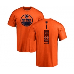 Edmonton Oilers #1 Laurent Brossoit Orange One Color Backer T-Shirt