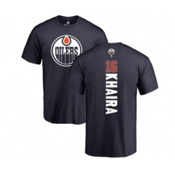 Edmonton Oilers #16 Jujhar Khaira Navy Blue Backer T-Shirt