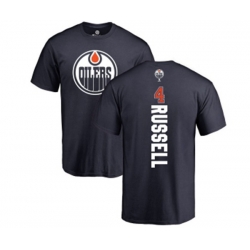 Edmonton Oilers #4 Kris Russell Navy Blue Backer T-Shirt