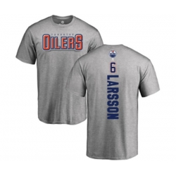 Edmonton Oilers #6 Adam Larsson Ash Backer T-Shirt