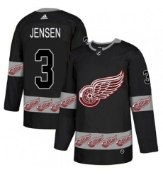 Detroit Red Wings #3 Nick Jensen Authentic Black Team Logo Fashion NHL Jersey