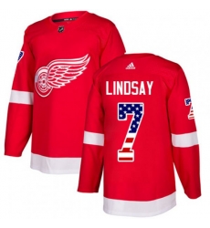 Detroit Red Wings #7 Ted Lindsay Authentic Red USA Flag Fashion NHL Jersey