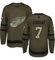 Detroit Red Wings #7 Ted Lindsay Premier Green Salute to Service NHL Jersey