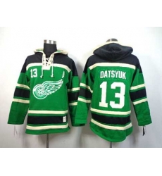 Detroit Red Wings #13 Pavel Datsyuk Green Pullover Hooded