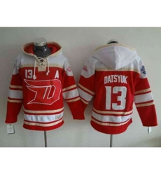 Detroit Red Wings #13 Pavel Datsyuk Red-Cream Pullover Hooded