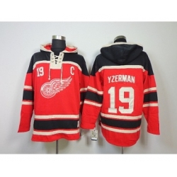 Detroit Red Wings #19 Steve Yzerman Red Pullover Hooded