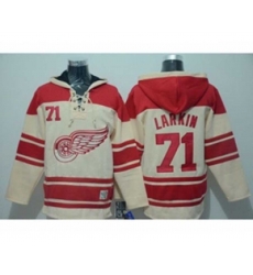 Detroit Red Wings #71 Dylan Larkin Cream pullover hooded