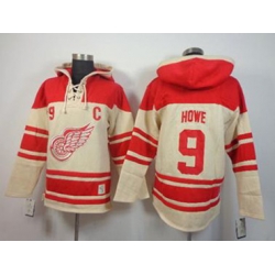 Detroit Red Wings #9 Gordie Howe Red-Cream Pullover Hooded