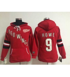 Detroit Red Wings #9 Gordie Howe Red Pullover Hooded