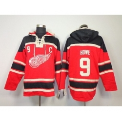 Detroit Red Wings #9 Gordie Howe Red Pullover Hooded