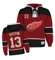 Old Time Hockey Detroit Red Wings #13 Pavel Datsyuk Premier Red Sawyer Hooded Sweatshirt NHL Jersey
