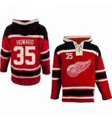 Old Time Hockey Detroit Red Wings #35 Jimmy Howard Premier Red Sawyer Hooded Sweatshirt NHL Jersey