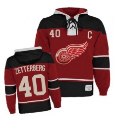 Old Time Hockey Detroit Red Wings #40 Henrik Zetterberg Premier Red Sawyer Hooded Sweatshirt NHL Jersey