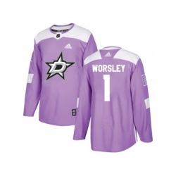 Dallas Stars #1 Gump Worsley Purple Authentic Fights Cancer Stitched NHL Jersey