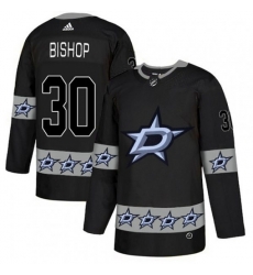 Dallas Stars #30 Ben Bishop Authentic Black Team Logo Fashion NHL Jersey