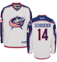Columbus Blue Jackets #14 Jordan Schroeder Authentic White Away NHL Jersey