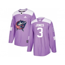 Columbus Blue Jackets #3 Seth Jones Purple Authentic Fights Cancer Stitched NHL Jersey