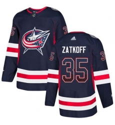 Columbus Blue Jackets #35 Jeff Zatkoff Authentic Navy Blue Drift Fashion NHL Jersey