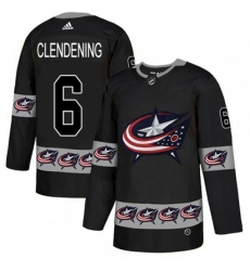 Columbus Blue Jackets #6 Adam Clendening Authentic Black Team Logo Fashion NHL Jersey