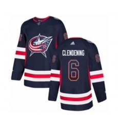 Columbus Blue Jackets #6 Adam Clendening Authentic Navy Blue Drift Fashion NHL Jersey