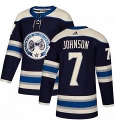 Columbus Blue Jackets #7 Jack Johnson Authentic Navy Blue Alternate NHL Jersey