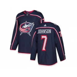 Columbus Blue Jackets #7 Jack Johnson Navy Blue Home Authentic Stitched NHL Jersey