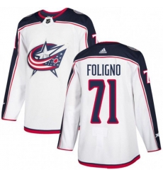 Columbus Blue Jackets #71 Nick Foligno White Road Authentic Stitched NHL Jersey