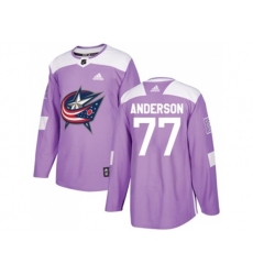 Columbus Blue Jackets #77 Josh Anderson Purple Authentic Fights Cancer Stitched NHL Jersey
