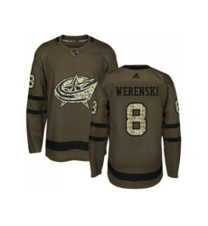 Columbus Blue Jackets #8 Zach Werenski Green Salute to Service Stitched NHL Jersey